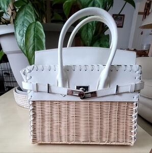 Tiffany & Fred Picnic Wicker Leather Tote